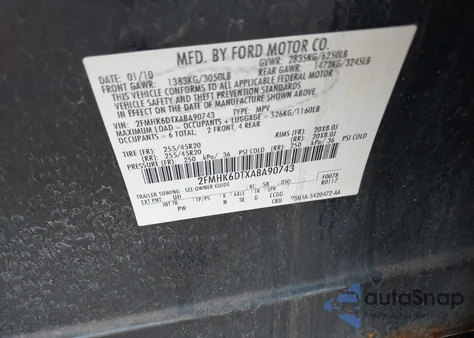 2010 Ford Flex Limited из США, поврежденный, VIN 2FMHK6DTXABA90743